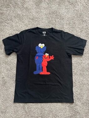 KAWS Black and White Sesame Street UT T-Shirt